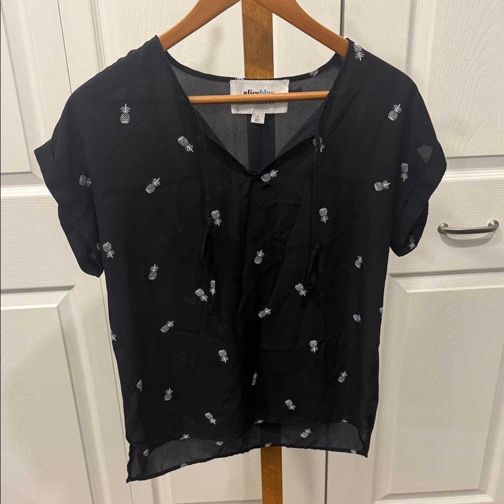 Alice Blue Blouse with Pineapple Design